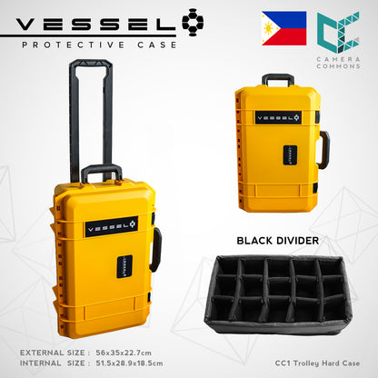 VESSEL CC1 Trolley Hard Case Camera Photography Equipment Case with Wheels (Black)