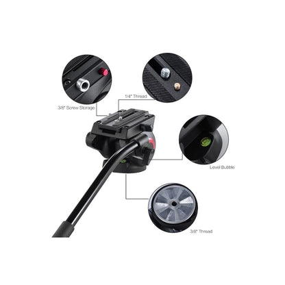 Miliboo MYT801 Fluid Head with 75mm Flat Base and Handle for Tripod