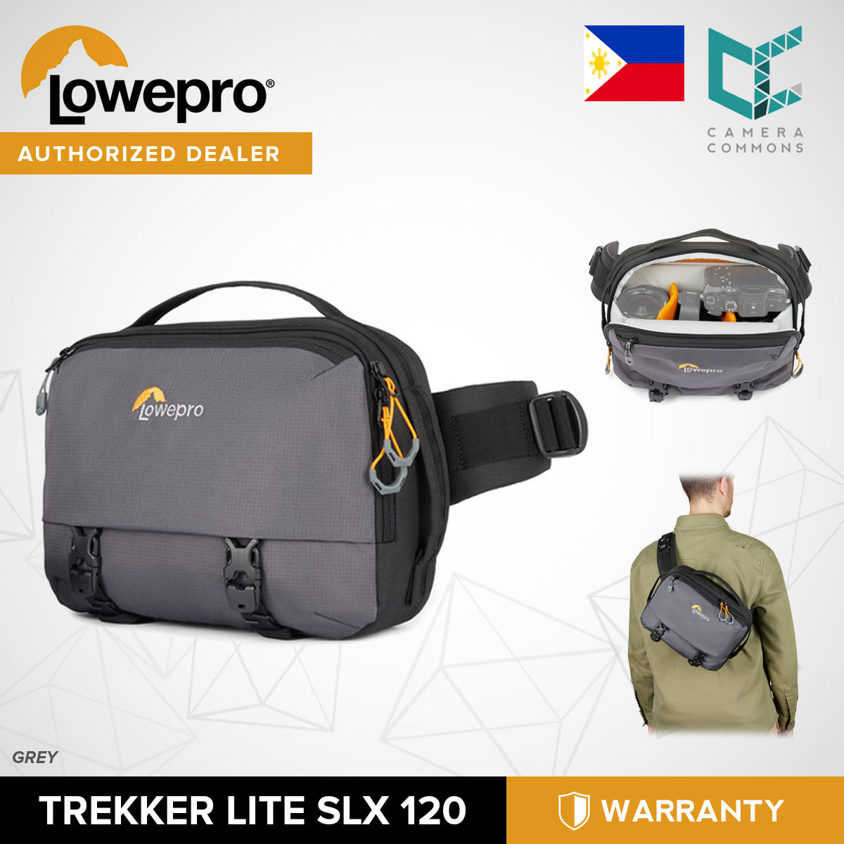 Lowepro Trekker Lite SLX 120 Sling-Style Camera Bag (Gray) for Full-Frame Mirrorless with Lens