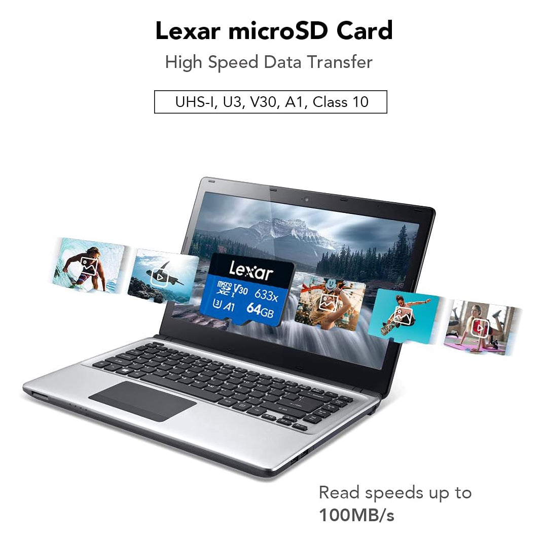 Lexar Professional 633x microSDHC microSDXC UHS-I A1 Micro SD Card Solo (32gb, 64gb)