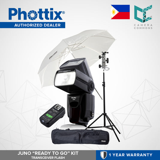 Phottix Juno Flash Speedlight Ready To Go Kit with Trigger Umbrella Light Stand Shoe Adapter PH80364