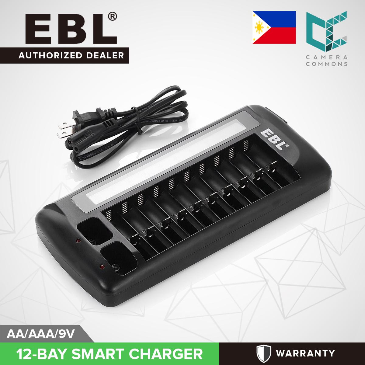 EBL 12 Bay Smart Battery Charger for AA , AAA , 9V , Ni-MH , Ni-CD , Li-On Rechargeable Batteries LiOn NiMH NiCD Camera Commons PH