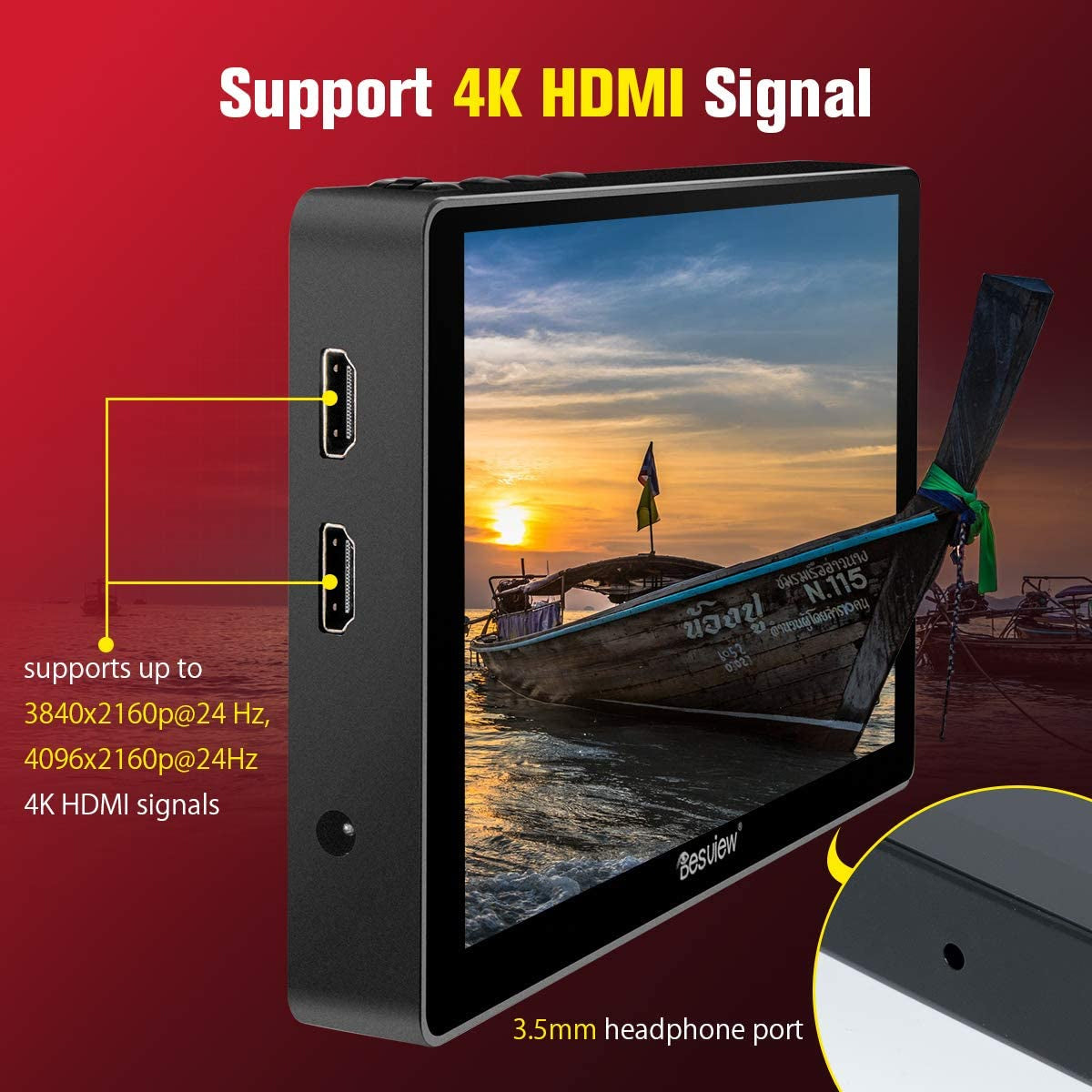 Desview R7P Camera Field Monitor Touch Screen 7" 4K HDMI 1000nit 1920 * 1200 HDR 3D-LUT/Waveform/Vector Scope for DSLR Camera Camcorder