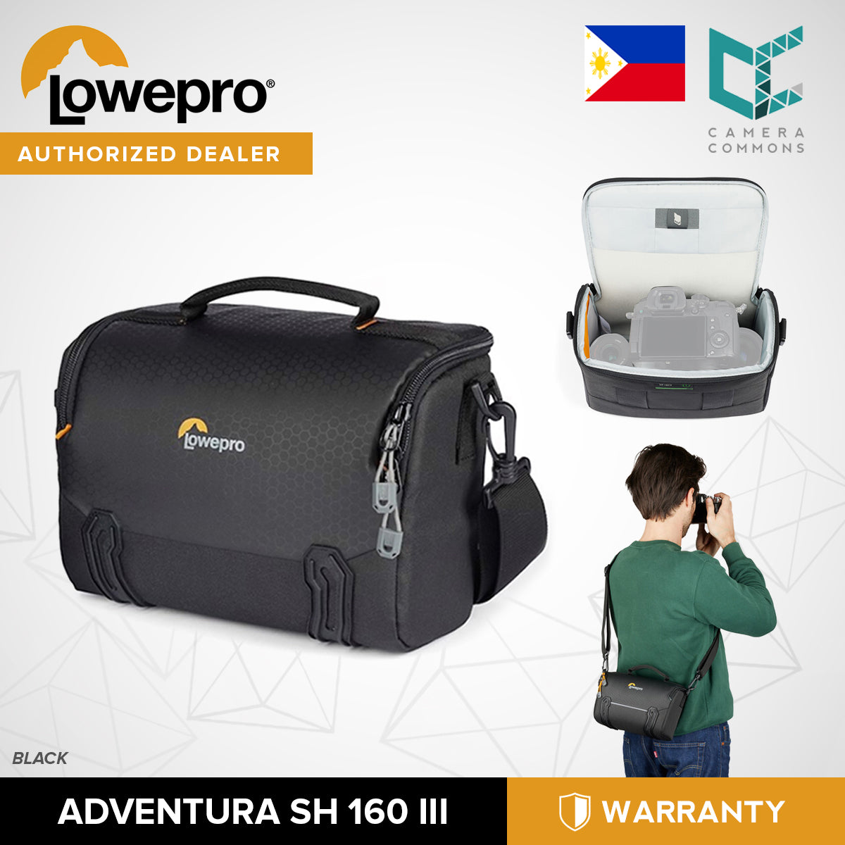 Lowepro Adventura SH 160 III Shoulder Bag (Black) for DSLR or Mirrorless & Lens Photography