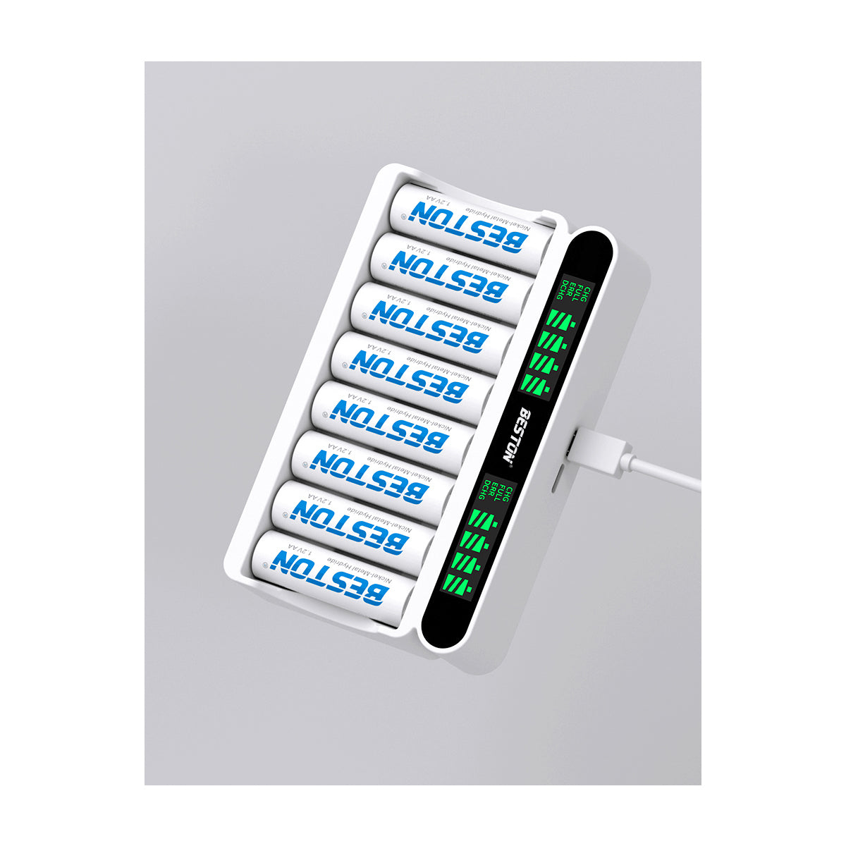 Beston C9024 LED C9024L Smart LCD 8 Bay Charger with Cable for Ni-MH AA AAA Battery