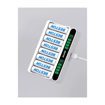 Beston C9024 LED C9024L Smart LCD 8 Bay Charger with Cable for Ni-MH AA AAA Battery