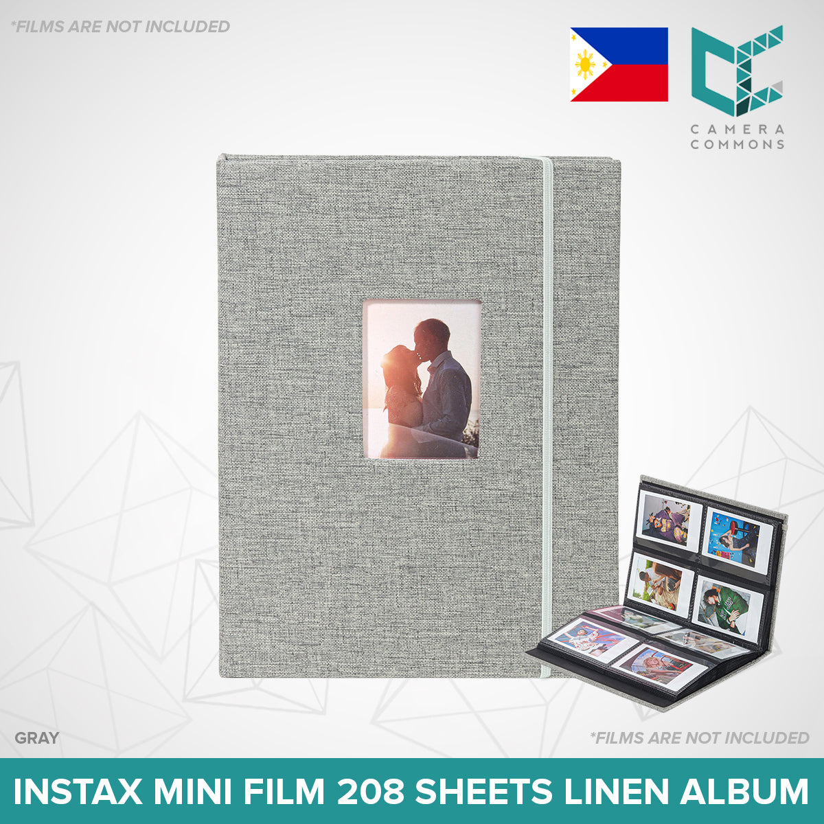 Photo Album 208 Sheets Pockets Slots Plain Cotton Linen for Fujifilm Instax Instant Mini Films