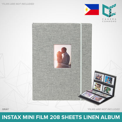Photo Album 208 Sheets Pockets Slots Plain Cotton Linen for Fujifilm Instax Instant Mini Films