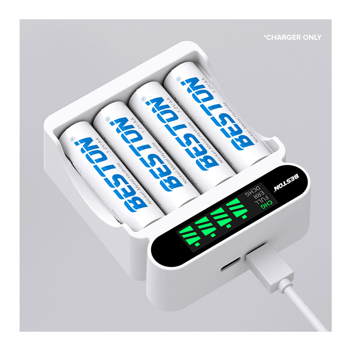 Beston C9023 LED C9023L Smart LCD 4 Bay Charger with Micro USB Cable for Ni-MH AA AAA Battery