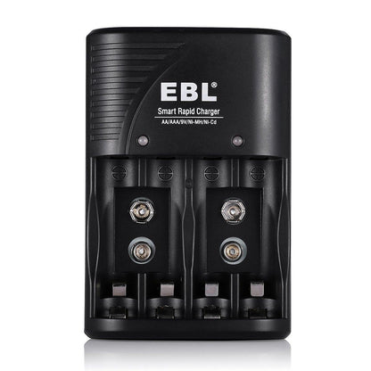 EBL 4 Bay Smart Rapid Battery Charger for AA , AAA , 9V , Ni-MH , Ni-CD Rechargeable Batteries NiMH NiCD Camera Commons PH