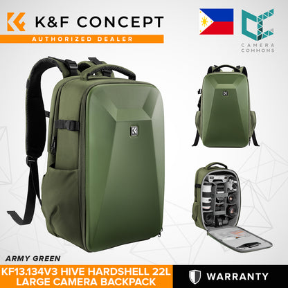 K&F Concept KF13.134 Hive HardShell 22L Large Camera Bag Backpack with 15-15.6 Inches Laptop Compartment