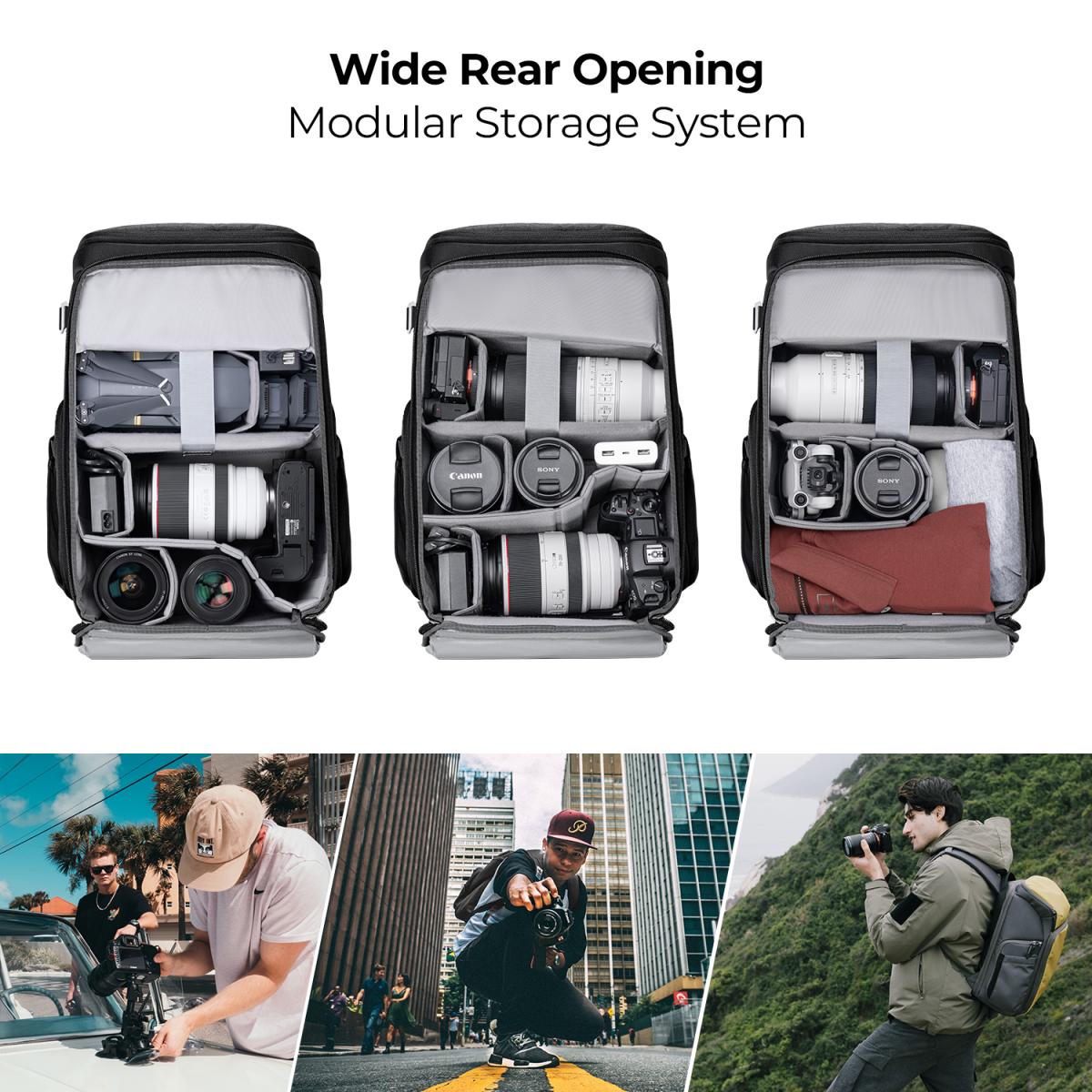 K&F Concept KF13.128 Expedition Camera Backpack Bag Air 25L for Photographers Large Capacity Grey Black