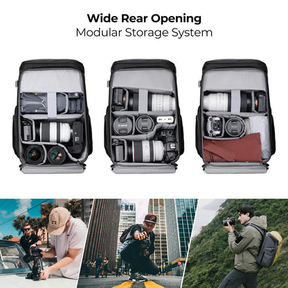 K&F Concept KF13.128 Expedition Camera Backpack Bag Air 25L for Photographers Large Capacity Grey Black