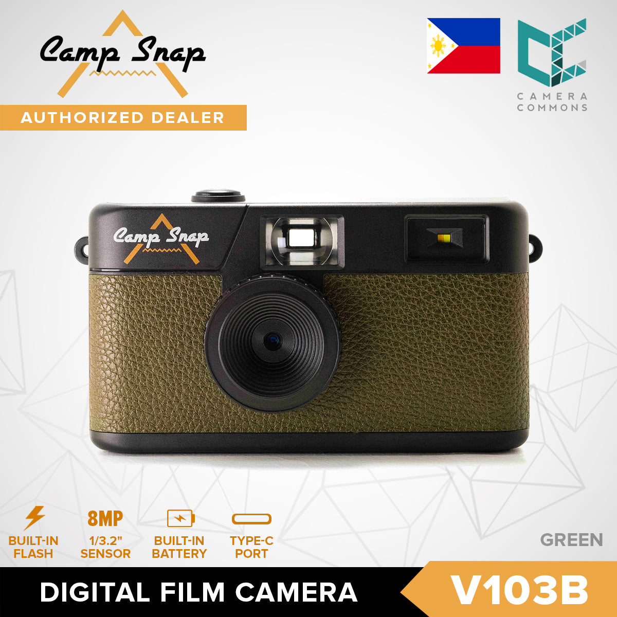 Camp Snap V103B / V105 Digital Film Camera 8MP Point and Shoot Vintage Photo Retro Screen Free with Flash Type C
