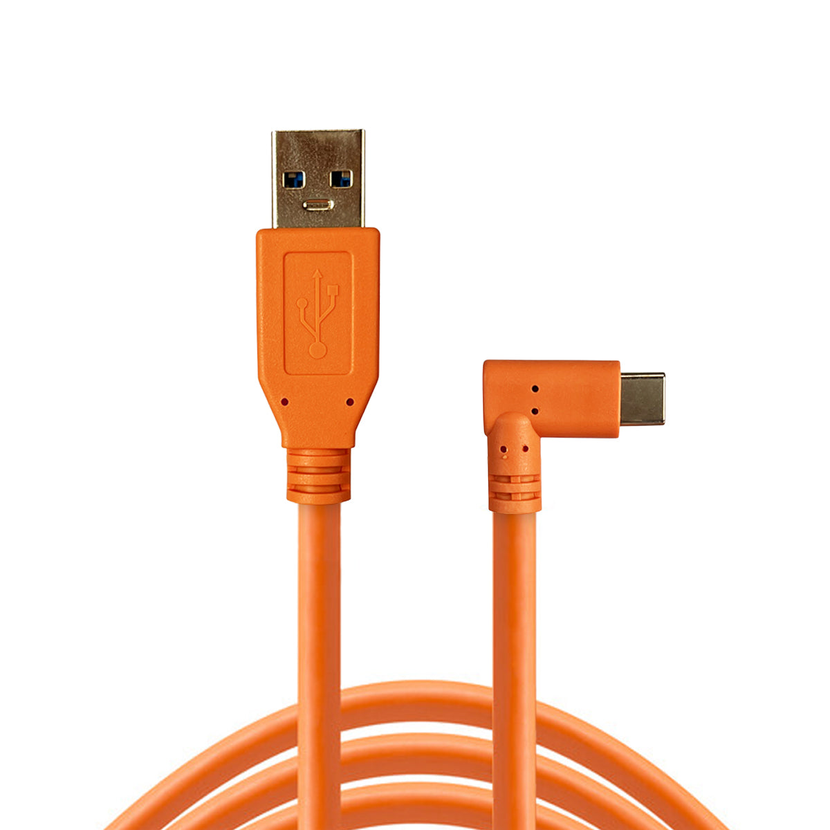 STUDIOMATE USB 3.0 Type A to USB Type C Right Angle Orange Cable Connector 5 meters 5m