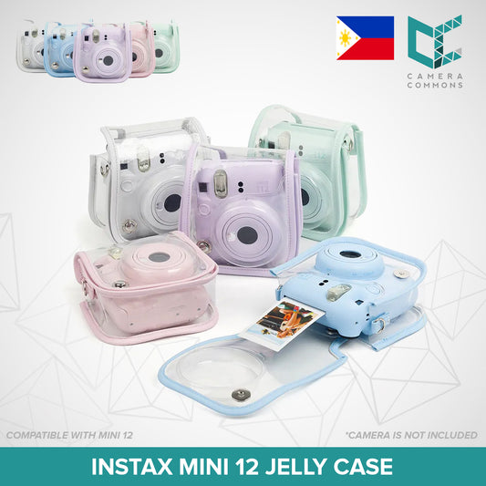 Clear Jelly Case Water Resistant Transparent Protective Cover Sling Bag for Fujifilm Instax Mini 12 Instant Camera