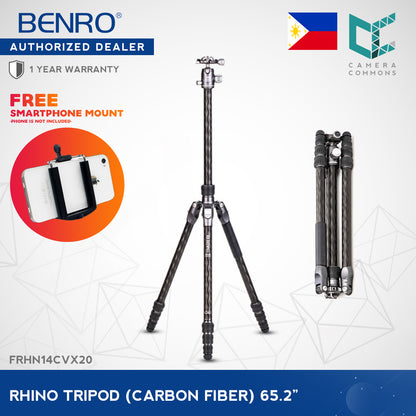 Benro Rhino Carbon Fiber One Two Three Series Travel Tripod with VX20 Head VX25 Head VX30 Head