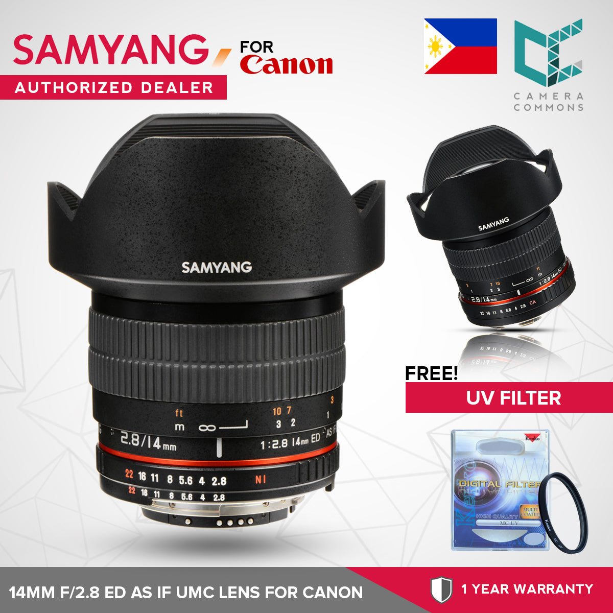 Samyang 14mm f/2.8 ED AS IF UMC Lens for Canon EF