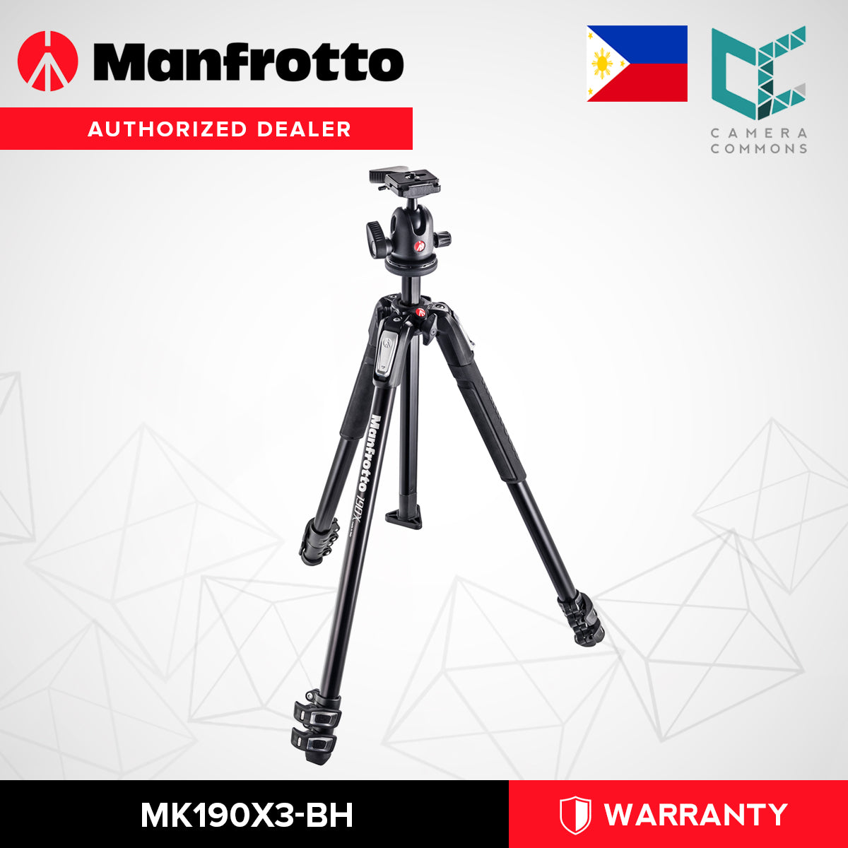 Manfrotto MK190X3-BH Aluminum Tripod with 496RC2 Compact Ball Head