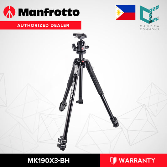 Manfrotto MK190X3-BH Aluminum Tripod with 496RC2 Compact Ball Head