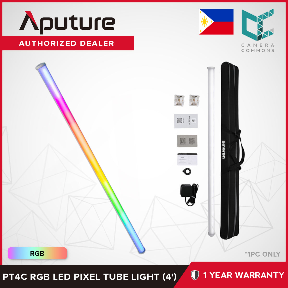 Aputure Amaran PT2c PT4c RGB LED Pixel Tube Light (2') (4') 2-Light Production Kit Studio Lighting