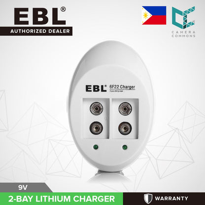 EBL 2 Bay Lithium Battery Charger for 9V Li-On Rechargeable Batteries LiOn