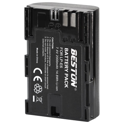 BESTON 2PCS LP-E6 2000mAh 7.4V 14.8Wh Li-ion Camera Battery for Canon LPE6