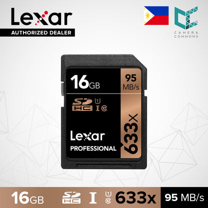 Lexar Professional High-Performance 633X SDHC / SDXC UHS-I/U1 Card (16gb, 32gb , 64gb, 128gb, 256gb)