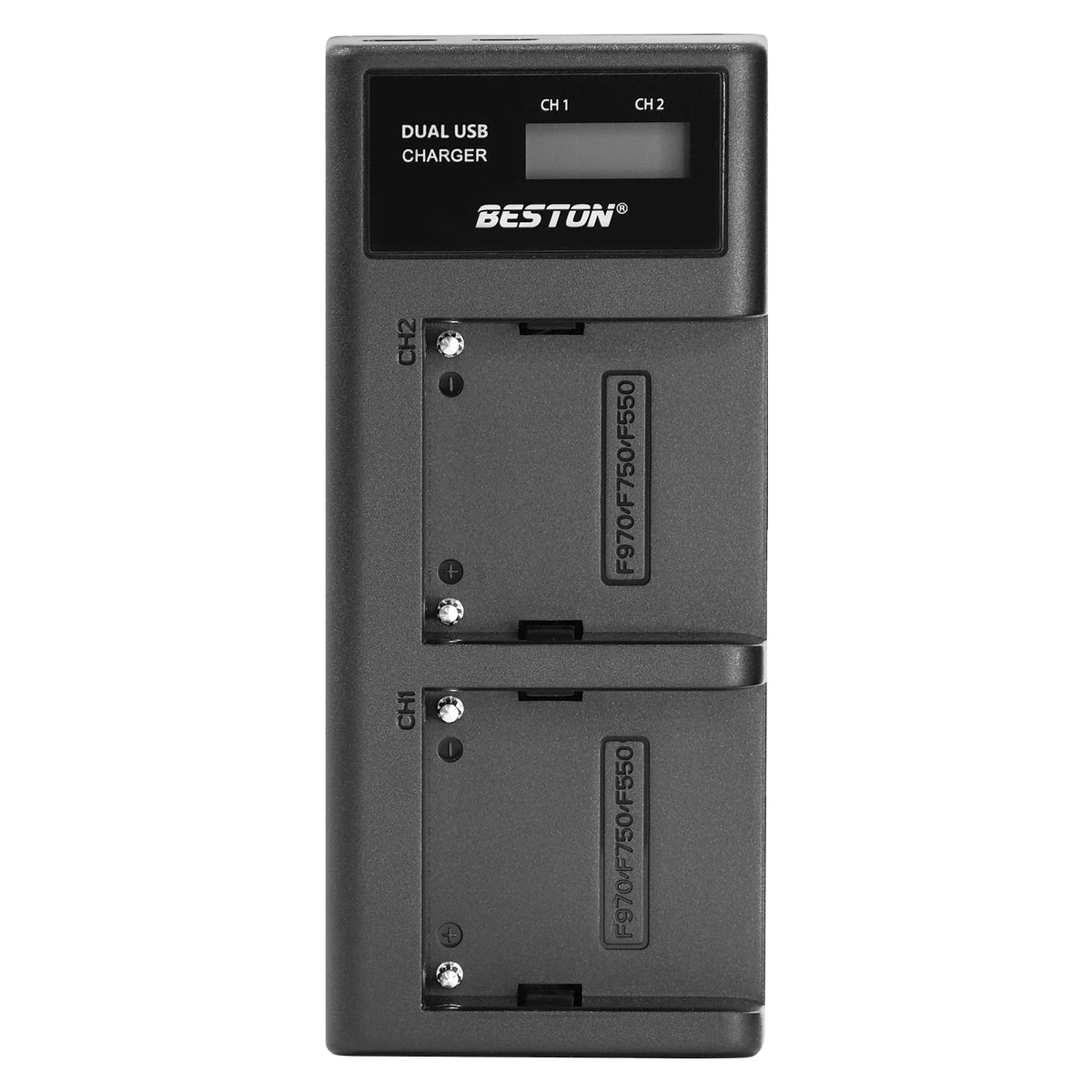 BESTON F970 / F750 / F550 LCD Dual USB Charger (Micro USB Type-C) for Sony Batteries NPF970 NPF750 NPF550 NP-F970 NP-F750 NP-F550