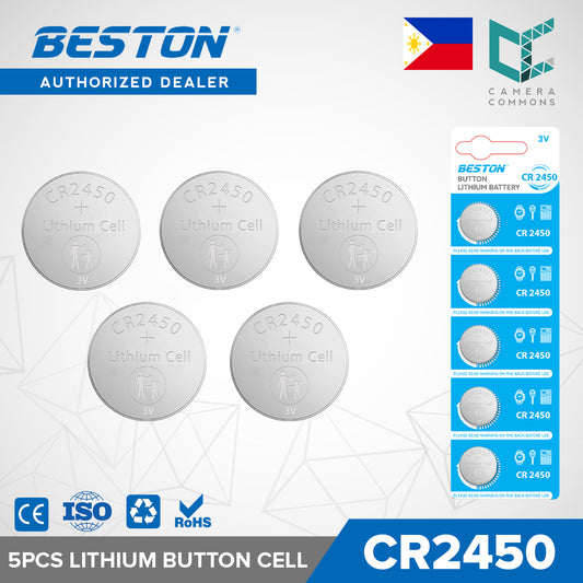 Beston CR2450 Button Cell Lithium Battery Li-ion Coin 3V 3 Volts (Pack of 5)