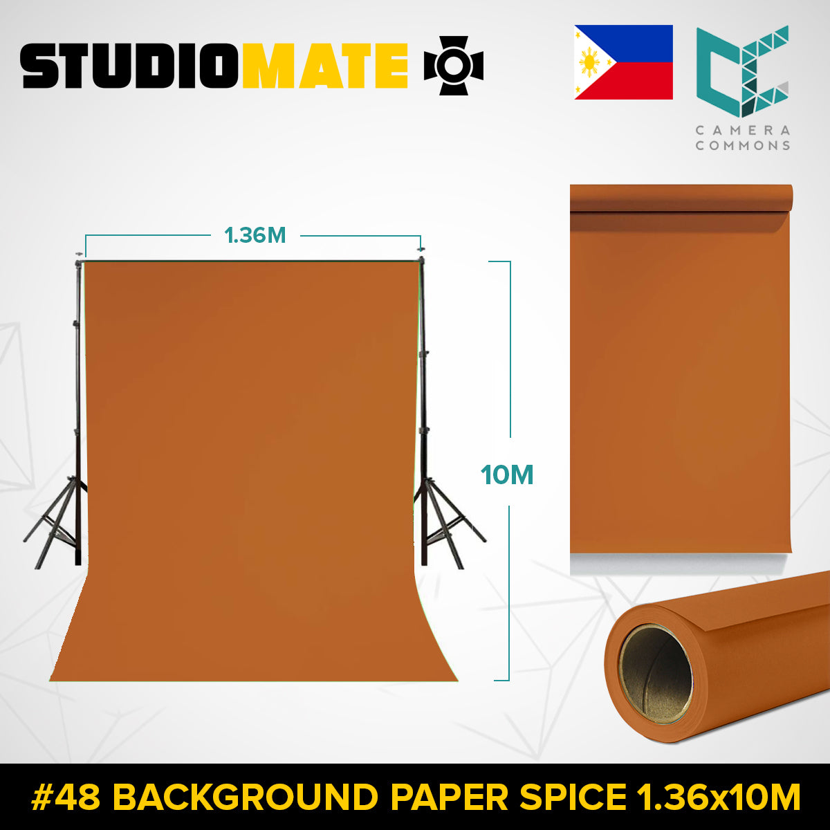 Studiomate Seamless Photography Videography Backdrop Background Paper 1.36x10m / 4.46 x 32 ft Studio Equipment