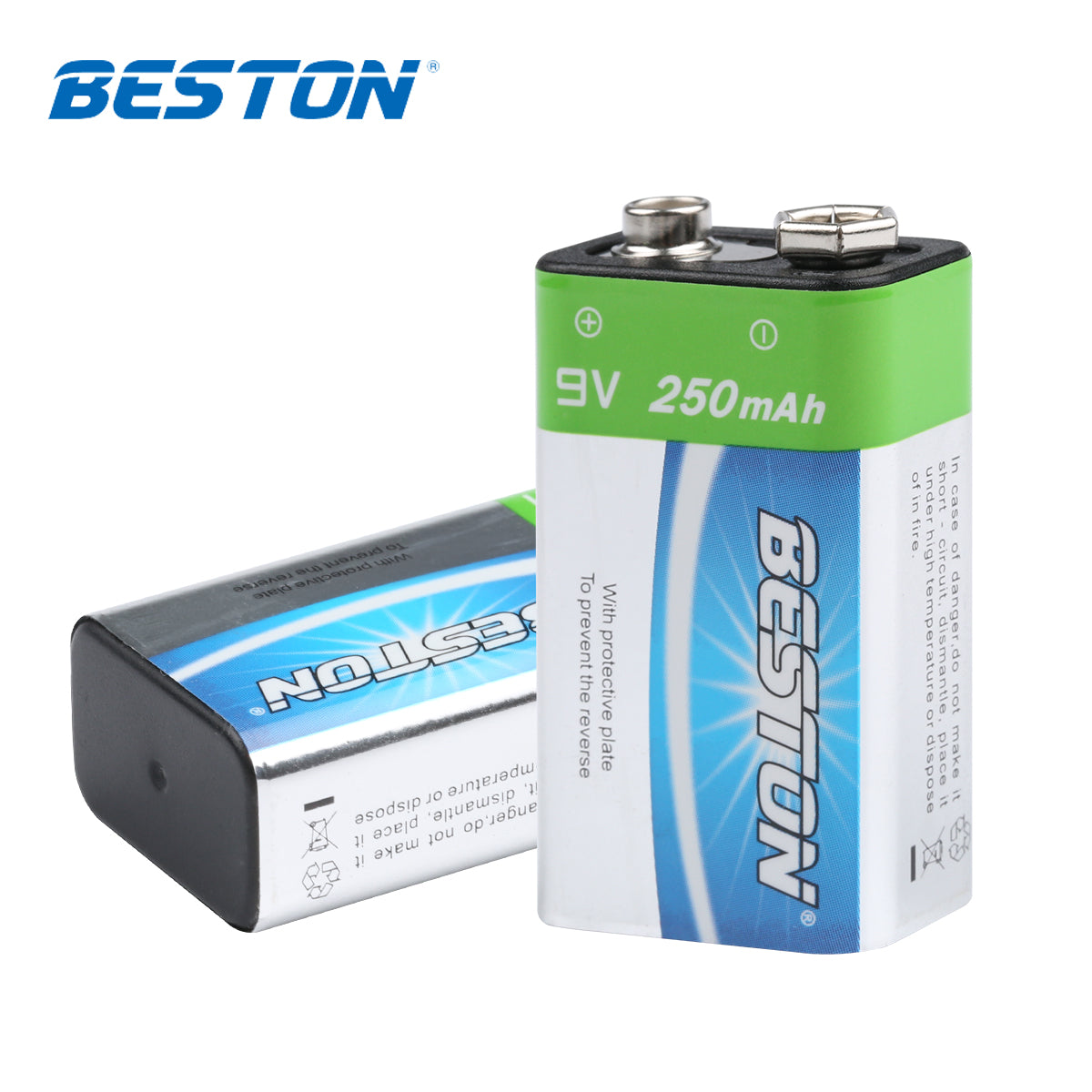 Beston 1pcs 9V 250mAh NI-MH Rechargeable Battery