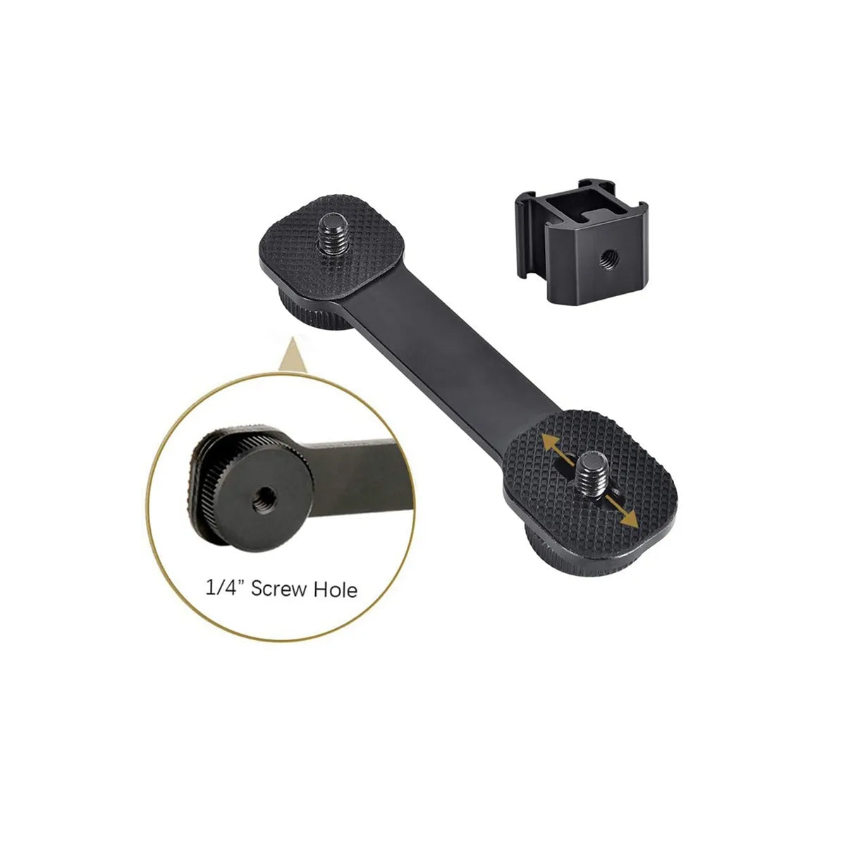 STUDIOMATE Triple Cold Shoe Mount Universal Extension Bar Bracket Holder Adapter 1/4" Screw Coldshoe for LED Video Light DSLR Phone Gimbal Stabilizer Microphone