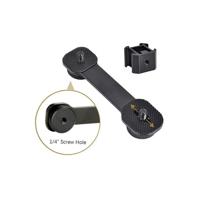 STUDIOMATE Triple Cold Shoe Mount Universal Extension Bar Bracket Holder Adapter 1/4" Screw Coldshoe for LED Video Light DSLR Phone Gimbal Stabilizer Microphone