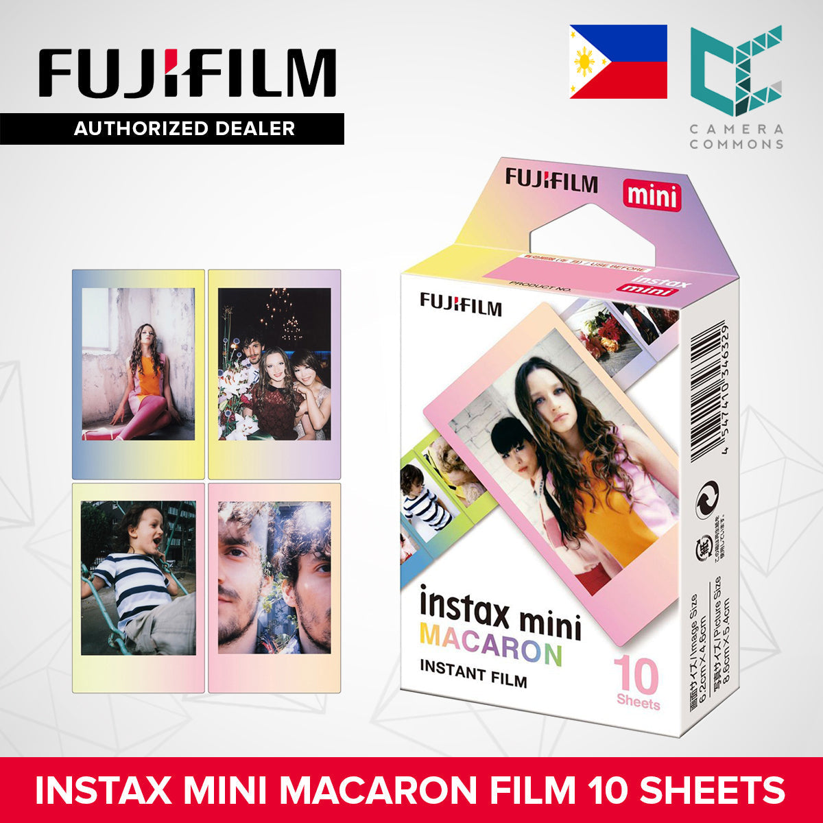 FUJIFILM Instax Mini Instant Film Multi-Color Pastel Gradient Macaron Black Contact Sheet Lavender Blue Pink Photo Slide 10 Sheets