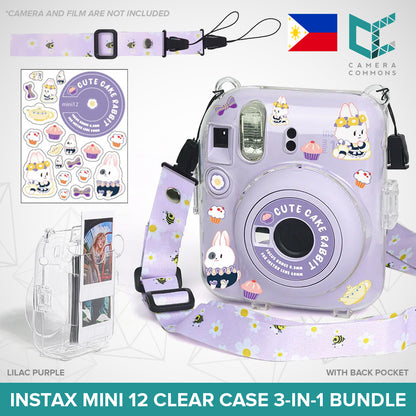 Clear Glitter Case for Fujifilm Instax Mini 11 Mini 12 Camera Transparent Protective Crystal Cover