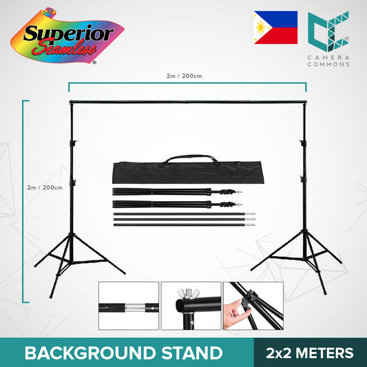 Background Stand 2 x 2m / 6.5 x 6.5ft with Carrying Bag Photography Video Adjustable Studio Photo Backdrop Support