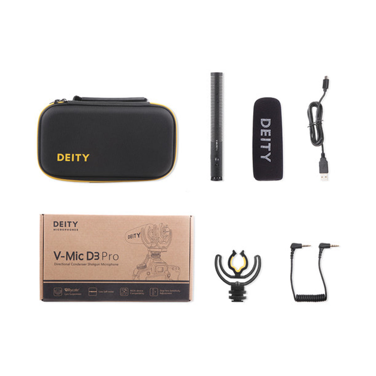 Deity Microphones V-Mic D3 Pro Super-Cardioid Directional Shotgun Microphone with Rycote Shockmount for DSLRs, Camcorders, Smartphones, Tablets, Handy Recorders, Laptop and Bodypack Transmitters