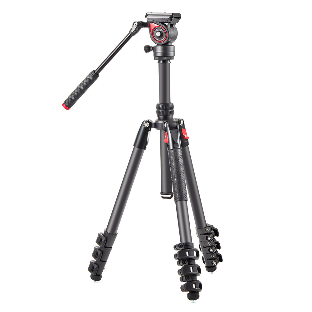 Miliboo MUFA-BK Aluminum Travel Tripod Kit with Fluid Head Flip Lock