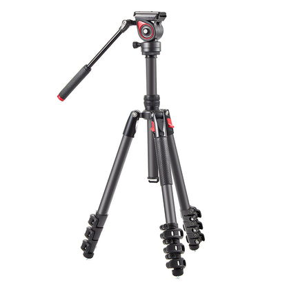 Miliboo MUFA-BK Aluminum Travel Tripod Kit with Fluid Head Flip Lock