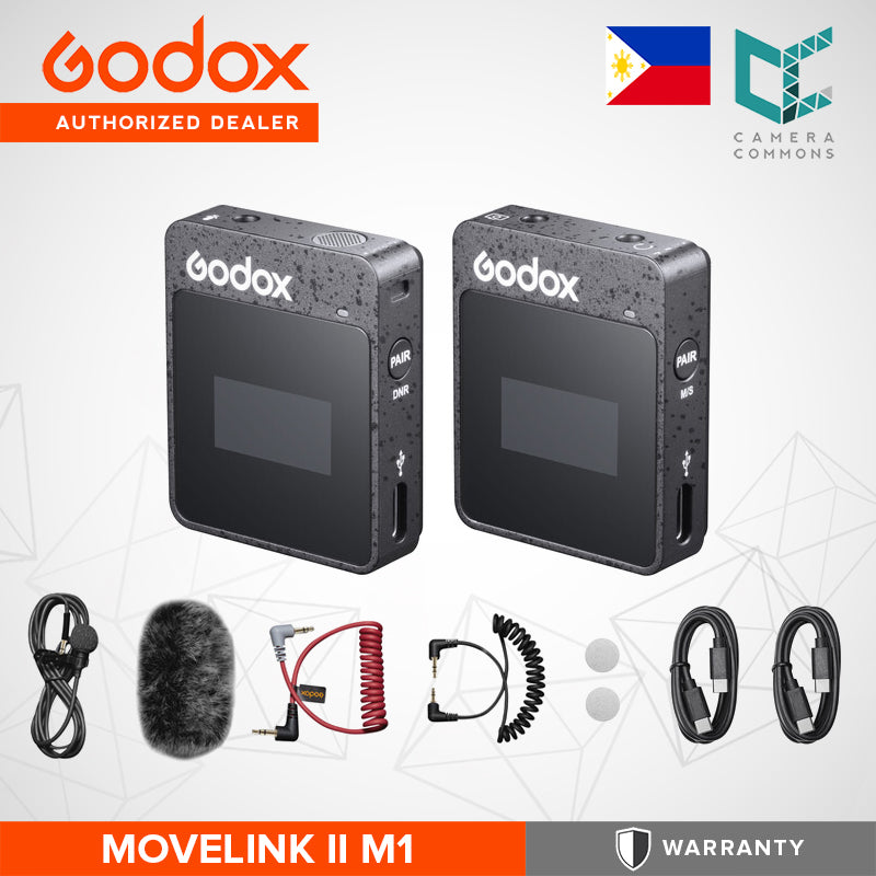 Godox MoveLink II M2 Compact 2-Person Wireless Microphone System for Cameras Smartphones with 3.5mm (2.4 GHz)