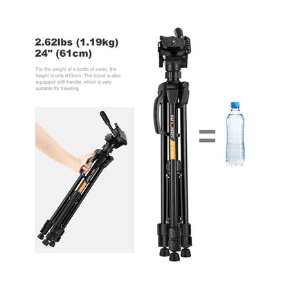 K&F Concept TL2023 Lightweight DSLR Mirrorless Camcorder Camera Aluminum Travel Professional Tripod - KF09.049