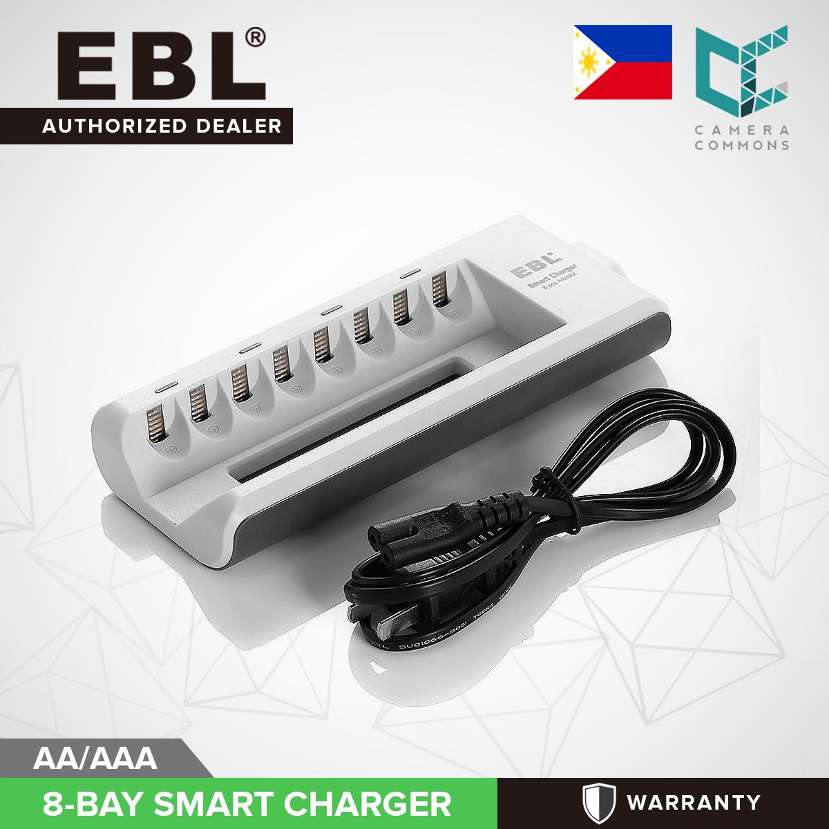 EBL 8 Bay Smart Battery Charger for AA , AAA , Ni-MH , Ni-CD Rechargeable Batteries NiMH NiCD Camera Commons PH