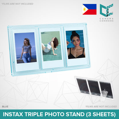 Acrylic Triple Picture Frame Photo Stand 3 in 1 Accessories for Fujifilm Instax Instant Mini Films (3 Sheets)