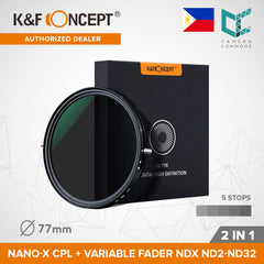 K&F Concept Variable Fader ND2-ND32 ND Filter + CPL Circular Polarizing Filter 2 in 1 for Camera Lens | 49mm 52mm 58mm 62mm 67mm 72mm 77mm 82mm