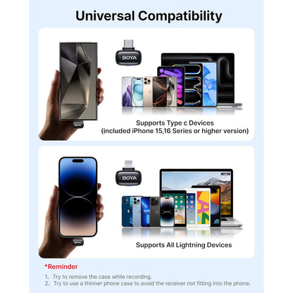 BOYA Mini Ultra-Mini Wireless Microphone System Tiny 2.4 GHz for Smartphone Mini12 Mini13ÃÂ Mini14ÃÂ Mini15