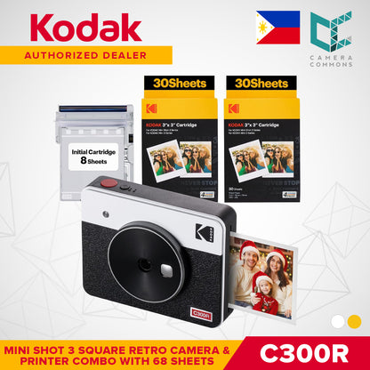 Kodak Mini Shot 3 Square Retro 3"x3" Camera and Printer Combo LCD Display 4PASS Print C300R