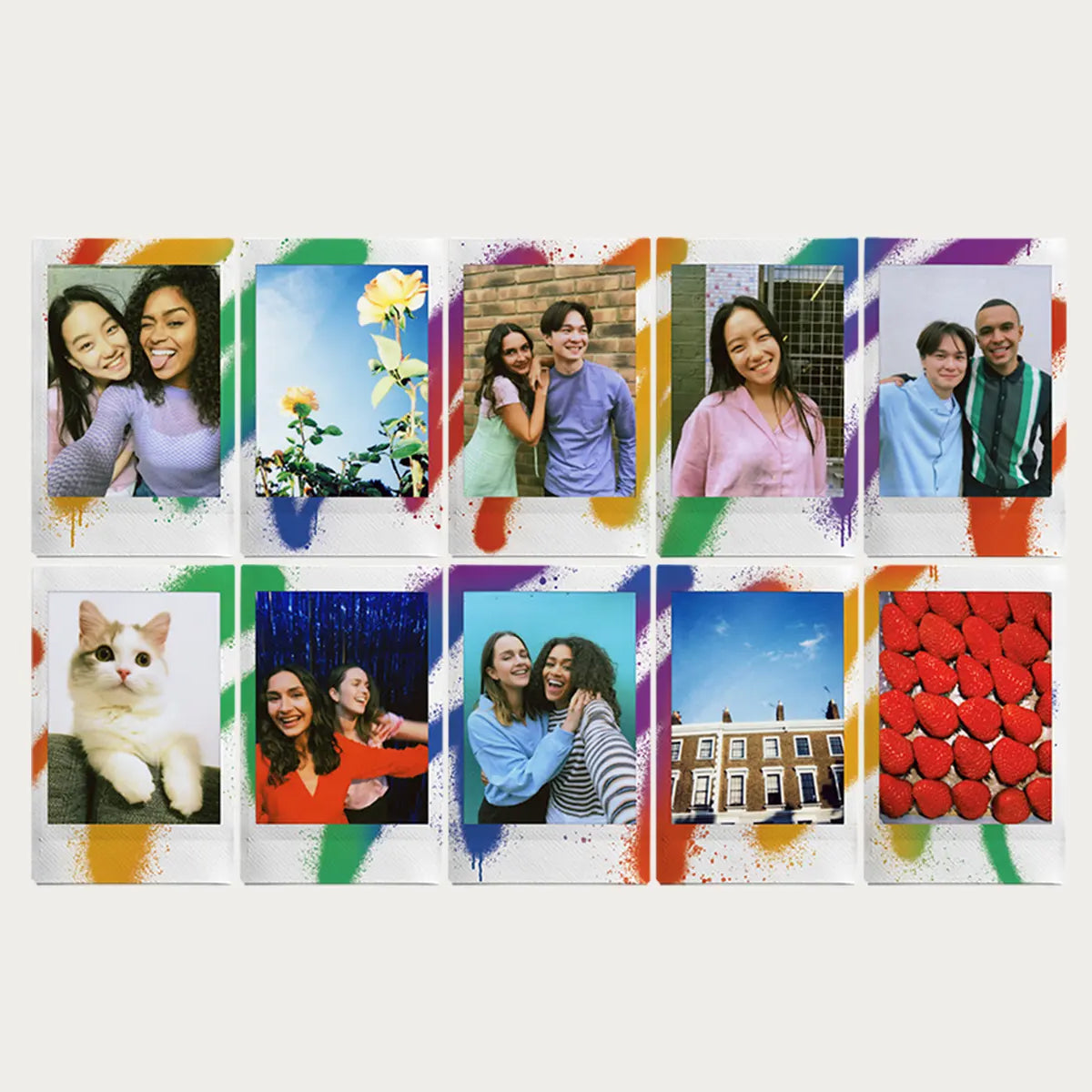 FUJIFILM Instax Mini Spray Art Instant Film Colorful Rainbow Artist Brush Strokes Artsy 10 Sheets