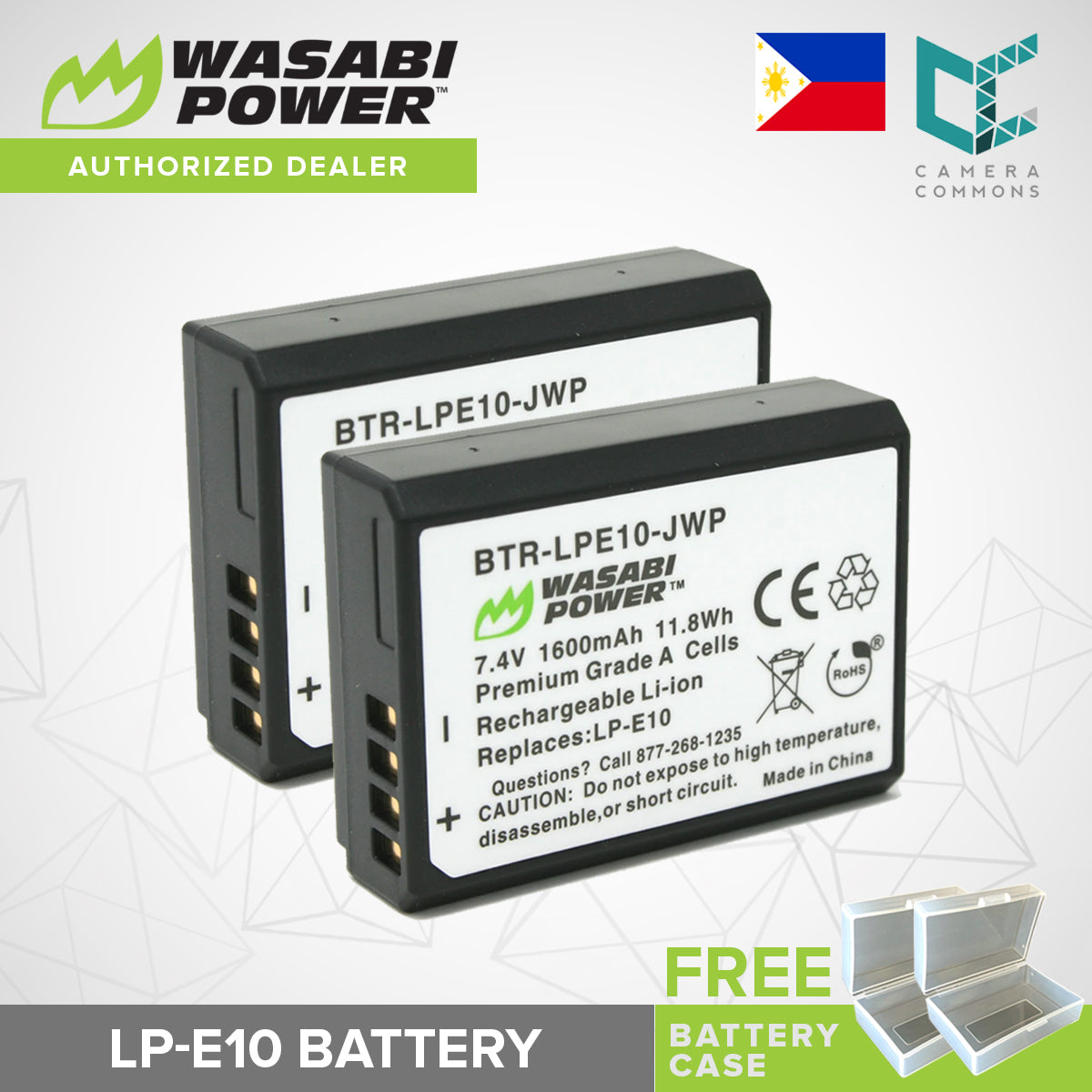 Wasabi Power Canon LP-E10 LPE10 Battery 2pcs Camera Commons PH