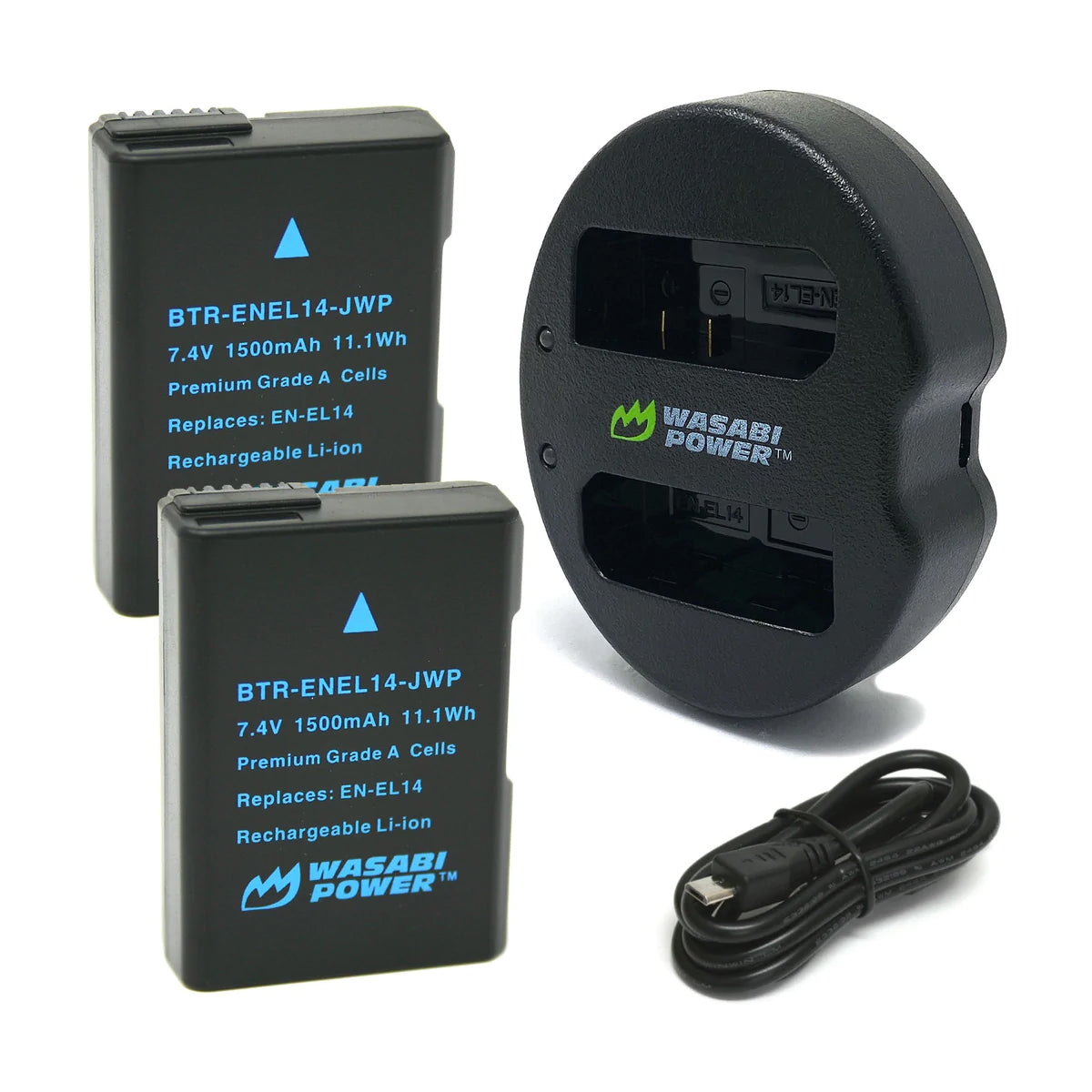 Wasabi Power EN-EL14 EN-EL14A Dual Kit Battery Charger for Nikon Cameras ENEL14